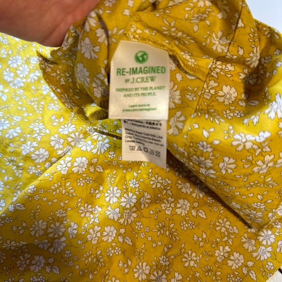 J.Crew Yellow High Neck Liberty Print Floral Ruffle Self Tie 100% Cotton Size XS - Picture 14 of 16